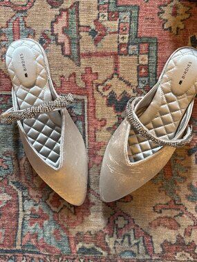 Silver Birdies Flats with Rhinestone Detail